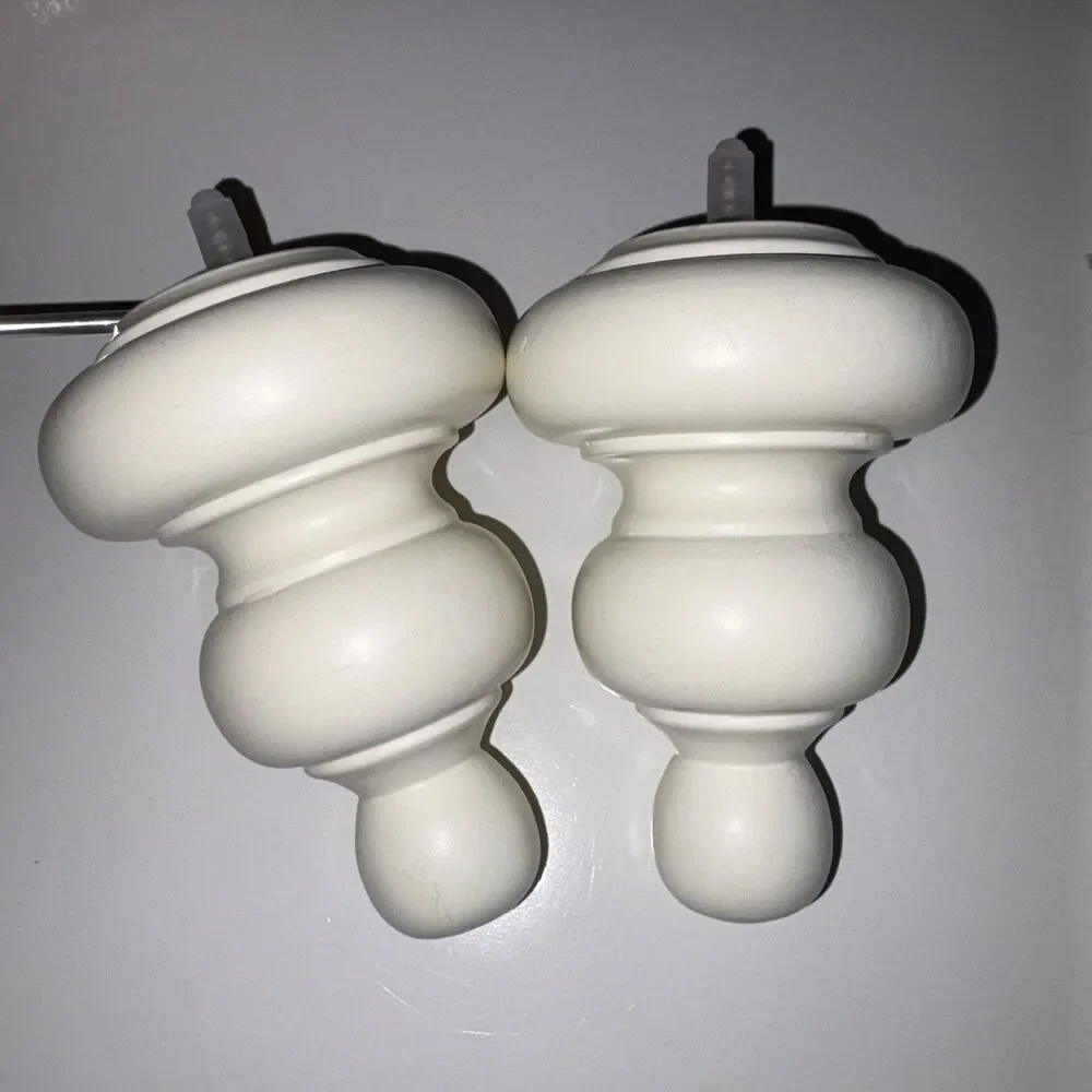 Pottery Barn Set Of 2 White Wood Finials NEW Hardware
